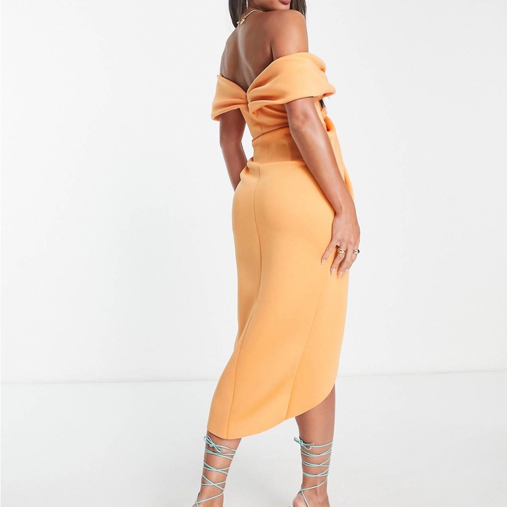 Off shoulder dress apricot color